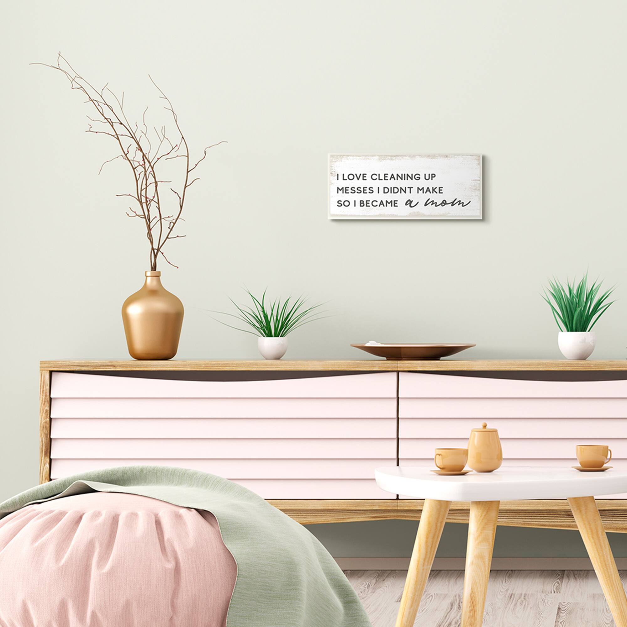 Stupell Industries Funny Became A Mom Phrase Charming Family Design, 7" x 17"